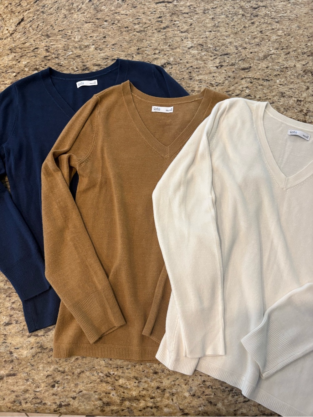 croft & barrow V-Neck Sweater Set in Navy, Camel, Ivory - Picture 3 of 16
